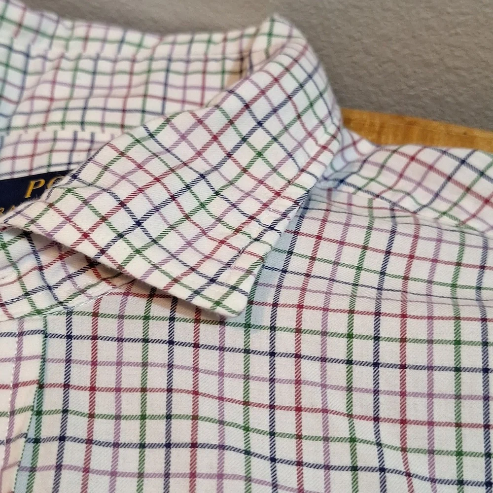 Polo Ralph Lauren Pink Green Red Plaid 100% Cotton Longsleeve Button Up Shirt Lg